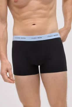 Pack 6 bóxers negros con banda de color