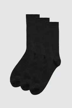 Pack 3 calcetines altos bambú sin puño negro