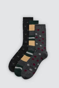 Pack 3 calcetines altos lana puño antipresión estampados