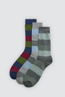 Pack 3 calcetines altos térmicos puño antipresión estampado rayas