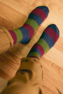 Pack 3 calcetines altos térmicos puño antipresión estampado rayas