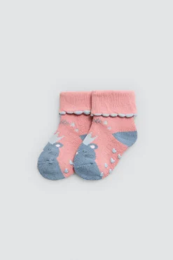 Pack 4 calcetines bebé térmicos antideslizantes tonos rosas