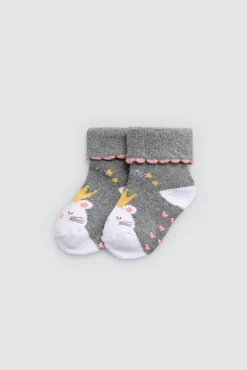 Pack 4 calcetines bebé térmicos antideslizantes tonos rosas