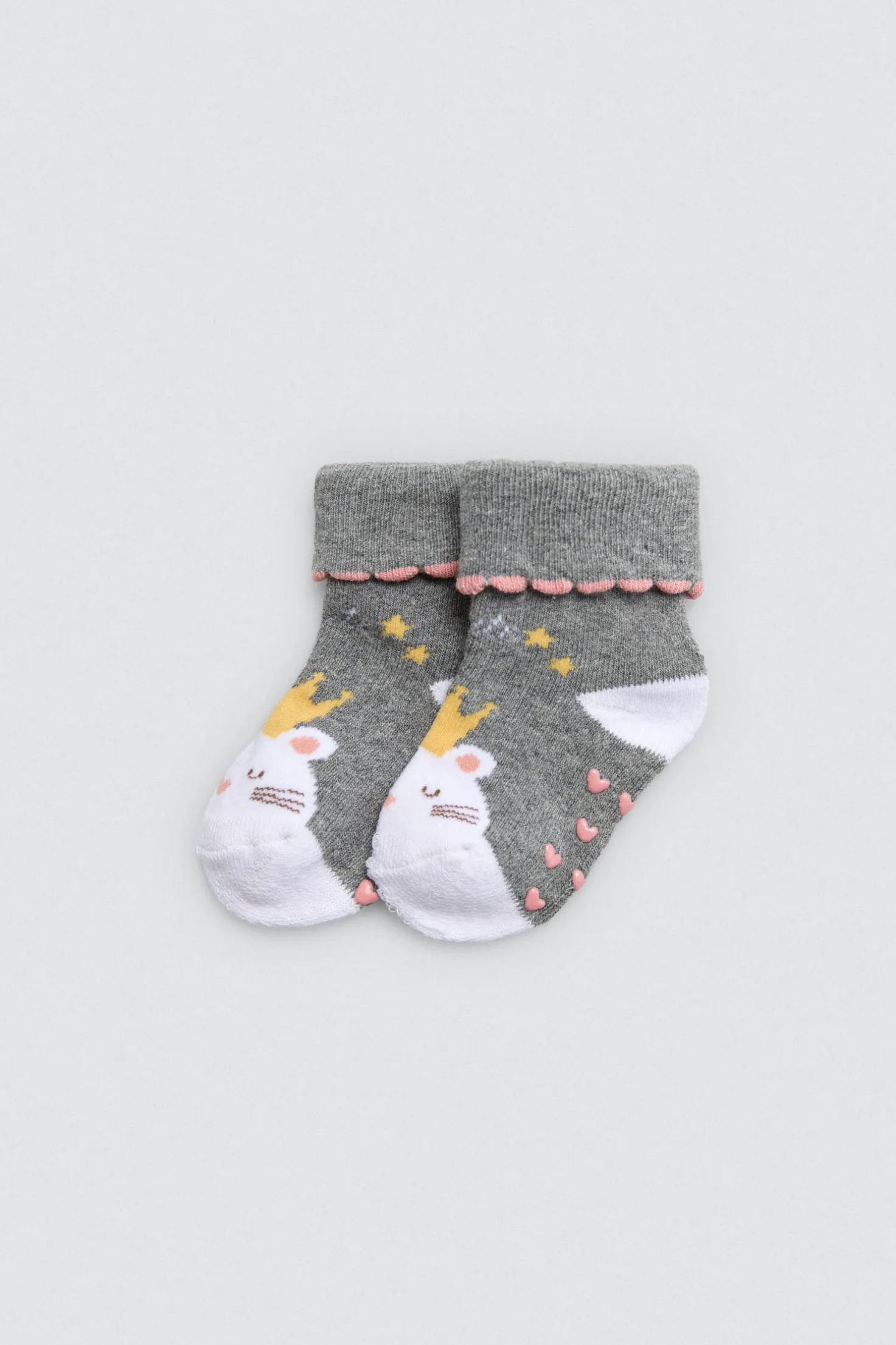 Pack 4 calcetines bebé térmicos antideslizantes tonos rosas
