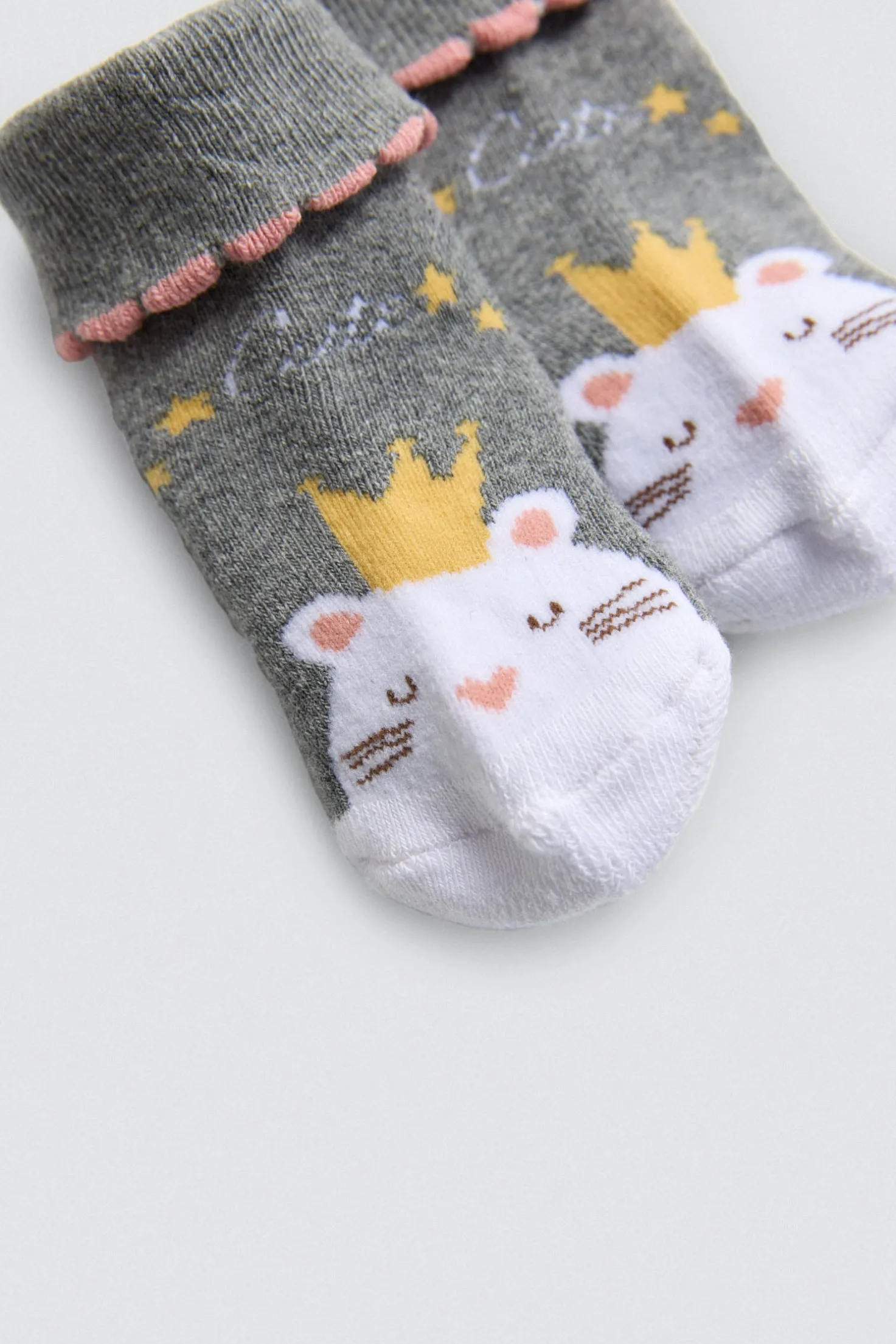 Pack 4 calcetines bebé térmicos antideslizantes tonos rosas