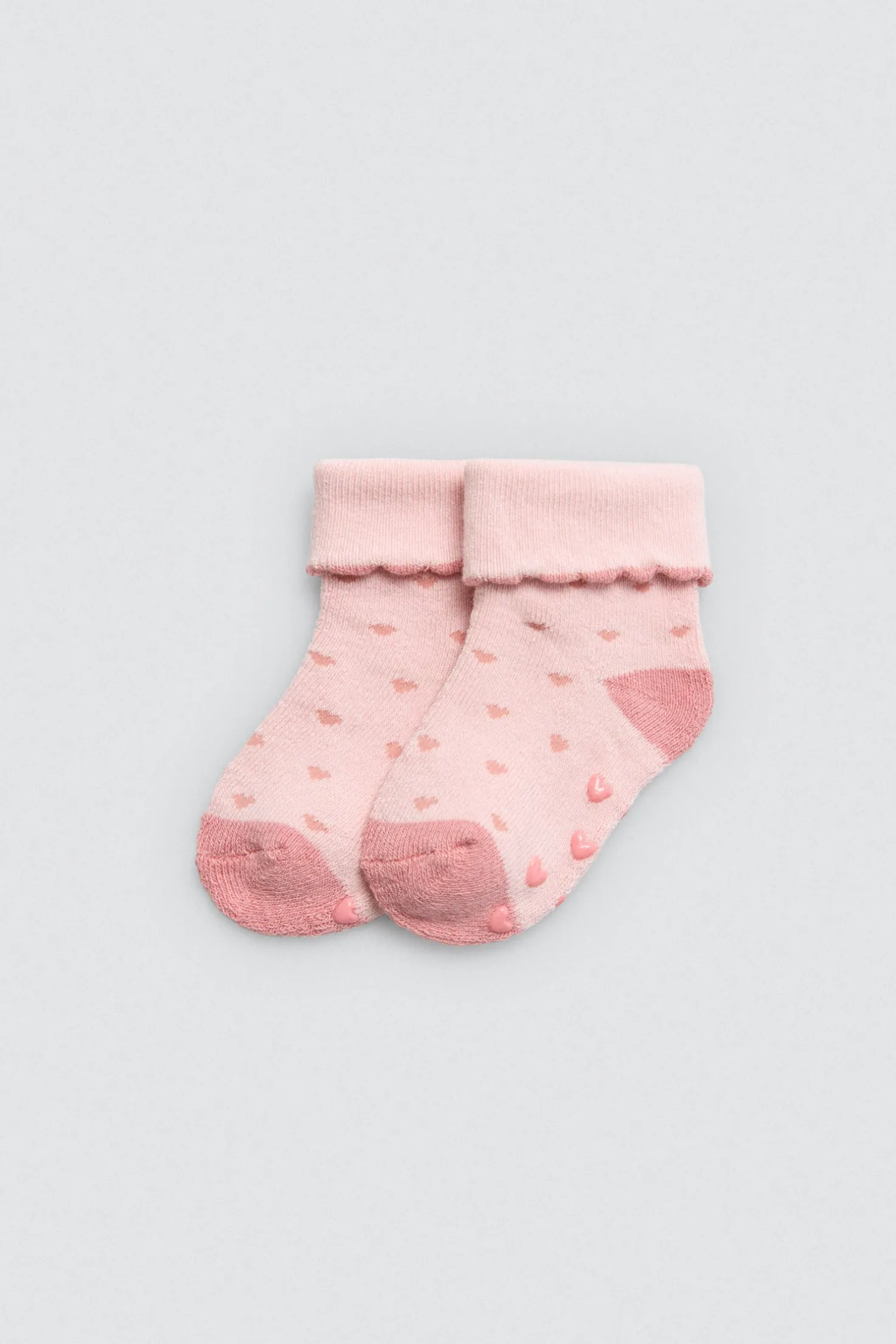 Pack 4 calcetines bebé térmicos antideslizantes tonos rosas