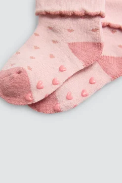 Pack 4 calcetines bebé térmicos antideslizantes tonos rosas