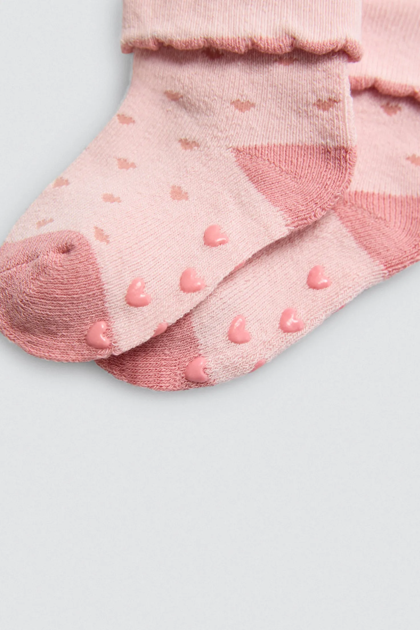 Pack 4 calcetines bebé térmicos antideslizantes tonos rosas