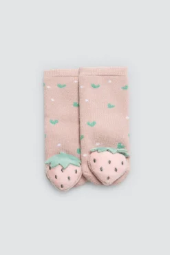 Pack 2 calcetines bebé térmicos sensoriales sonajero rosa