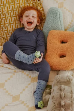 Pack 2 calcetines bebé térmicos sensoriales sonajero azul