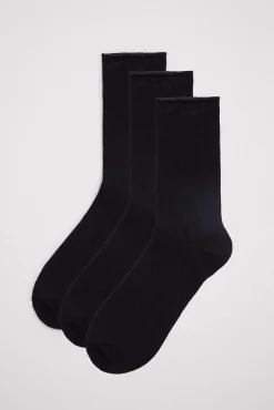 Pack 3 calcetines básicos mujer sin puño negros