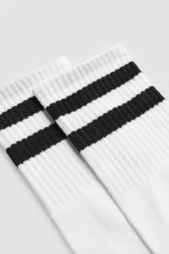 Pack 3 calcetines deportivos puño a rayas blanco