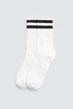 Pack 3 calcetines deportivos puño a rayas blanco