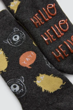 Pack 3 calcetines infantiles térmicos antideslizantes Hello