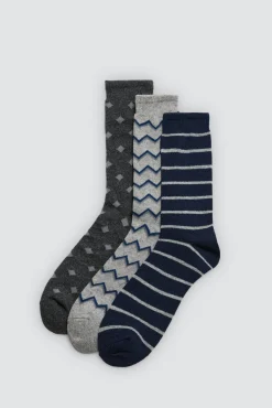 Pack 3 calcetines lana estampados geométricos