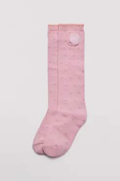 Pack 3 calcetines largos de niña punteados detalle de flor