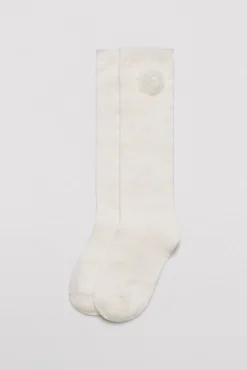 Pack 3 calcetines largos de niña punteados detalle de flor