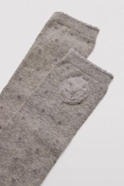 Pack 3 calcetines largos de niña punteados detalle de flor