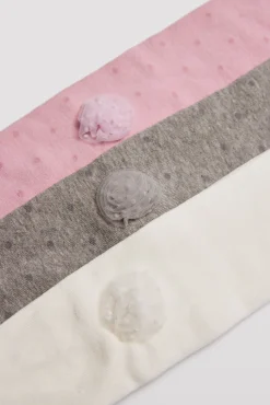 Pack 3 calcetines leotardos de niña punteados detalle de flor