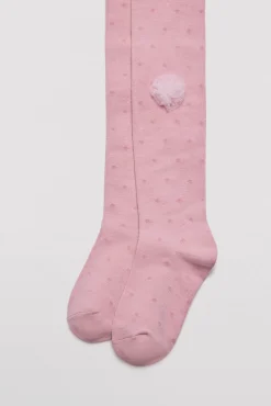 Pack 3 calcetines leotardos de niña punteados detalle de flor