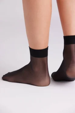 Pack 2 calcetines tobilleros puño antipresión 15 denier negro