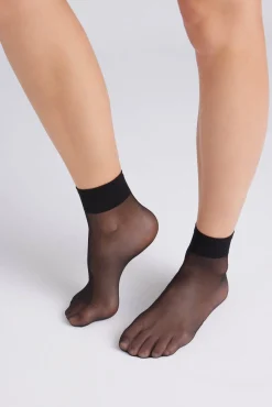 Pack 2 calcetines tobilleros puño antipresión 10 denier negro