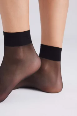 Pack 2 calcetines tobilleros puño antipresión 10 denier negro