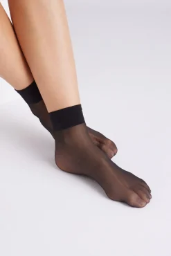 Pack 2 calcetines tobilleros puño antipresión 10 denier negro