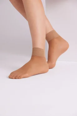 Pack 2 calcetines tobilleros puño antipresión 20 denier beige