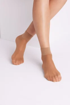 Pack 2 calcetines tobilleros puño antipresión 20 denier beige