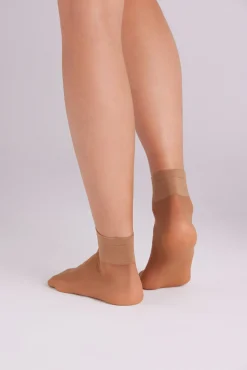 Pack 2 calcetines tobilleros puño antipresión 20 denier beige