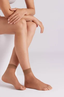 Pack 2 calcetines tobilleros puño antipresión 15 denier bronce