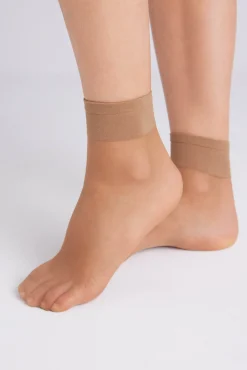 Pack 2 calcetines tobilleros puño antipresión 10 denier marrón