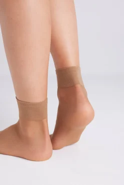 Pack 2 calcetines tobilleros puño antipresión 10 denier marrón