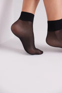 Pack 2 calcetines tobilleros puño antipresión 20 denier negro