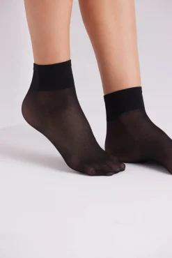 Pack 2 calcetines tobilleros puño antipresión 20 denier negro