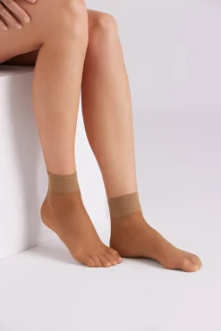 Pack 2 calcetines tobilleros puño antipresión 20 denier bronce