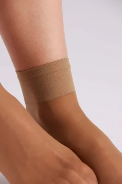 Pack 2 calcetines tobilleros puño antipresión 20 denier bronce