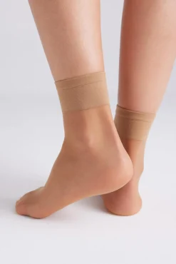 Pack 2 calcetines tobilleros puño antipresión 10 denier natural