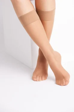 Pack 2 medias largas puntera invisible 20 denier beige