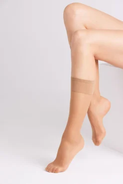 Pack 2 medias largas puntera invisible 20 denier beige