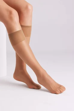 Pack 2 medias largas puntera invisible 15 denier bronce