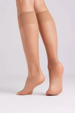 Pack 2 medias largas puntera invisible 15 denier beige