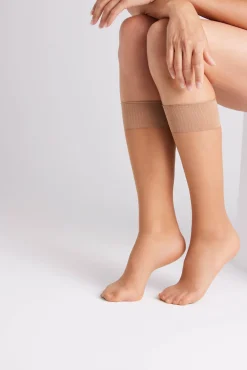 Pack 2 medias largas puño antipresión 20 denier beige