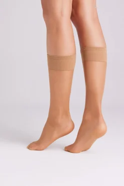 Pack 2 medias largas puño antipresión 10 denier natural