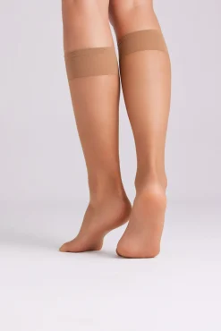 Pack 2 medias largas puño antipresión 10 denier marrón