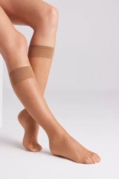 Pack 2 medias largas puño antipresión 10 denier marrón