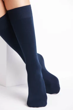 Pack 2 medias largas puño antipresión 70 denier marino