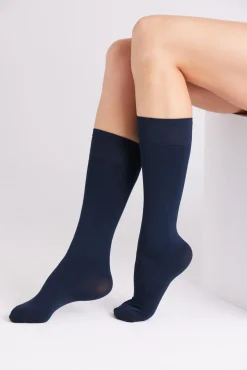 Pack 2 medias largas puño antipresión 70 denier marino