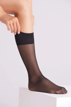 Pack 2 medias largas puño antipresión 20 denier negro